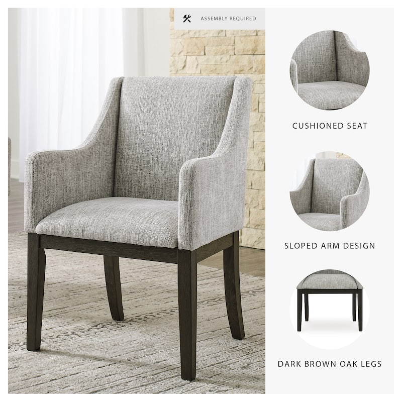 Burkhaus Dark Brown Dining Upholstered Arm Chair, Set of 2 - 21"W x 24"D x 36"H