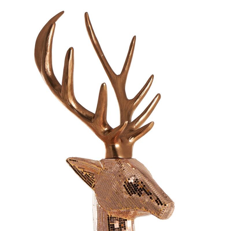 Silver or Copper Fiberglass Floor Reindeer Christmas Sculpture with Mosaic Pattern