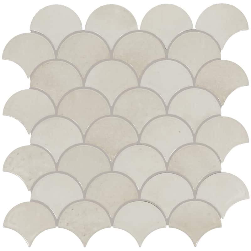 Daltile Miramo 3" Ceramic Fan Wall Mosaic (10 PC Per Carton) (10.20 SQFT Per Carton) - Pearl