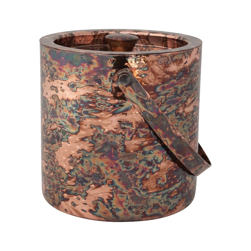 Hammered Oxidized Stainless Steel Ice Bucket