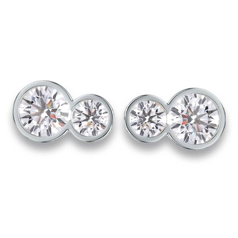 Auriya 14k Gold Round Lab Grown Toi Et Moi Diamond Stud Earrings 2.20 ct. tw. Push-Back (F-G VS) - White - White - 2.20ct. tw.