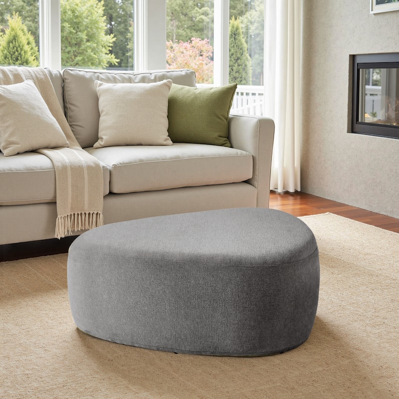 Bonnie 26"/43" W Chenille Small/ Oversized Triangular Cheese Ottoman