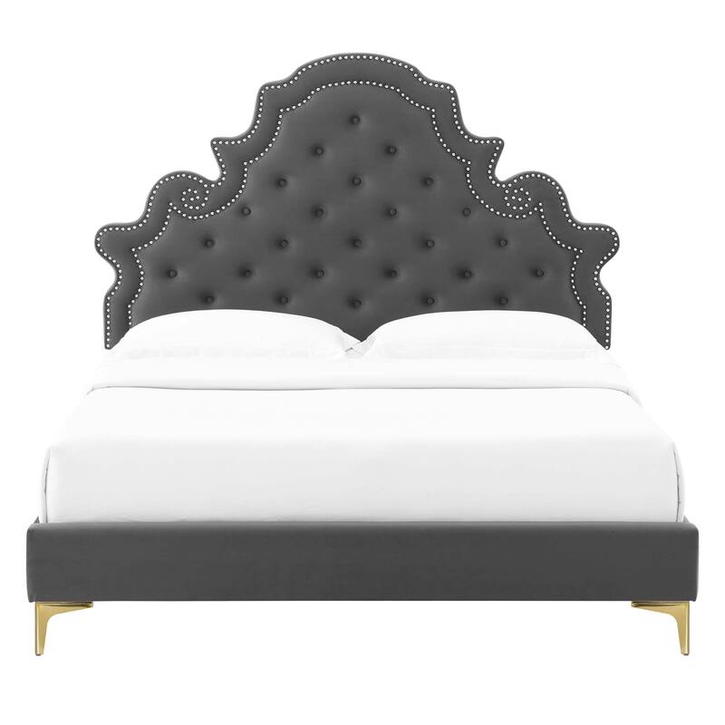 Gwyneth Tufted Performance Velvet Full Platform Bed