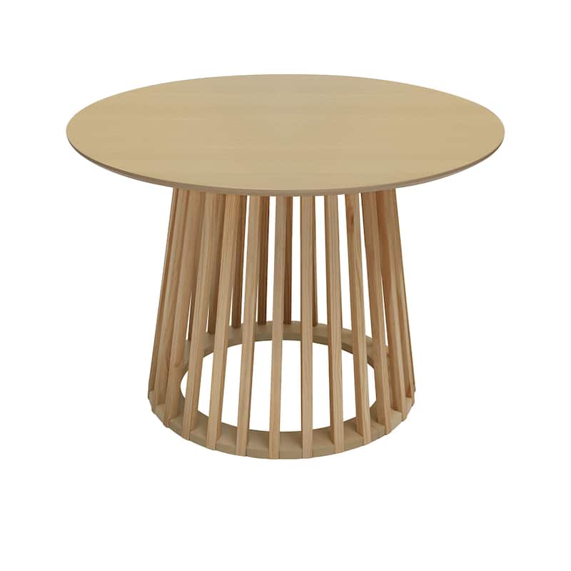 Roomfitters Round Dining Table, Modern Black Pedestal Base, Small Kitchen or Dining Room Table for 2-4 People