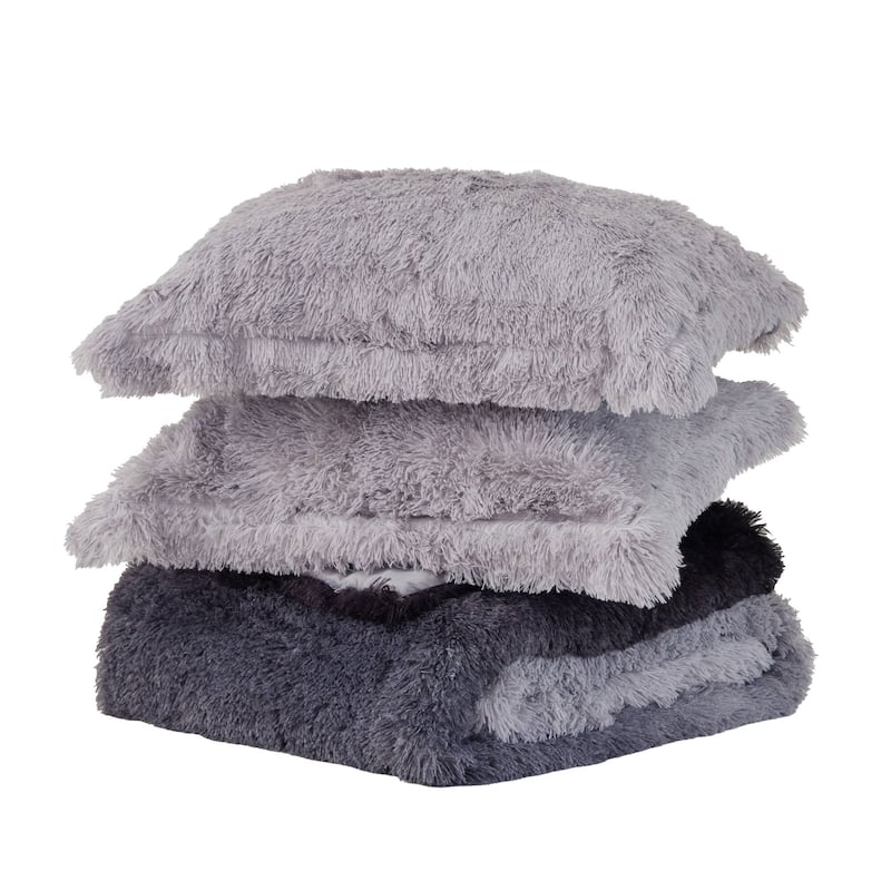 Intelligent Design Ella Ombre Shaggy Long Fur Comforter Mini Set