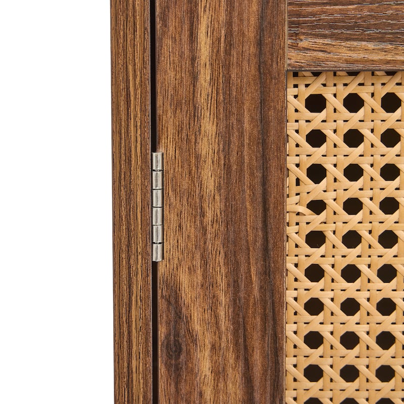 Wood TV Stand for up to 60" TVs with Four Rottan Doors