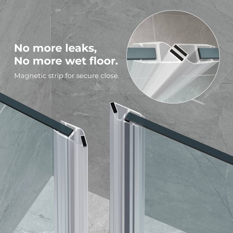OVE Breeze Pivot Corner Frameless Pivot Shower Door Kit with Base Pan