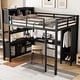 preview thumbnail 29 of 50, All-in-One Metal Loft Bed with L-Shaped Desk & Wardrobe, Bedrooms Bed Frame with Storage Cubes, Shelves, Full-Length Guardrails