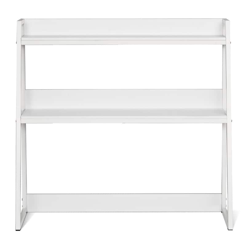 Particle Board Desktop Bookshelf Hutch, 2 Shelves, Anti-Slip Feet Pads - 37.4" L x 12.6" W x 35.4" H