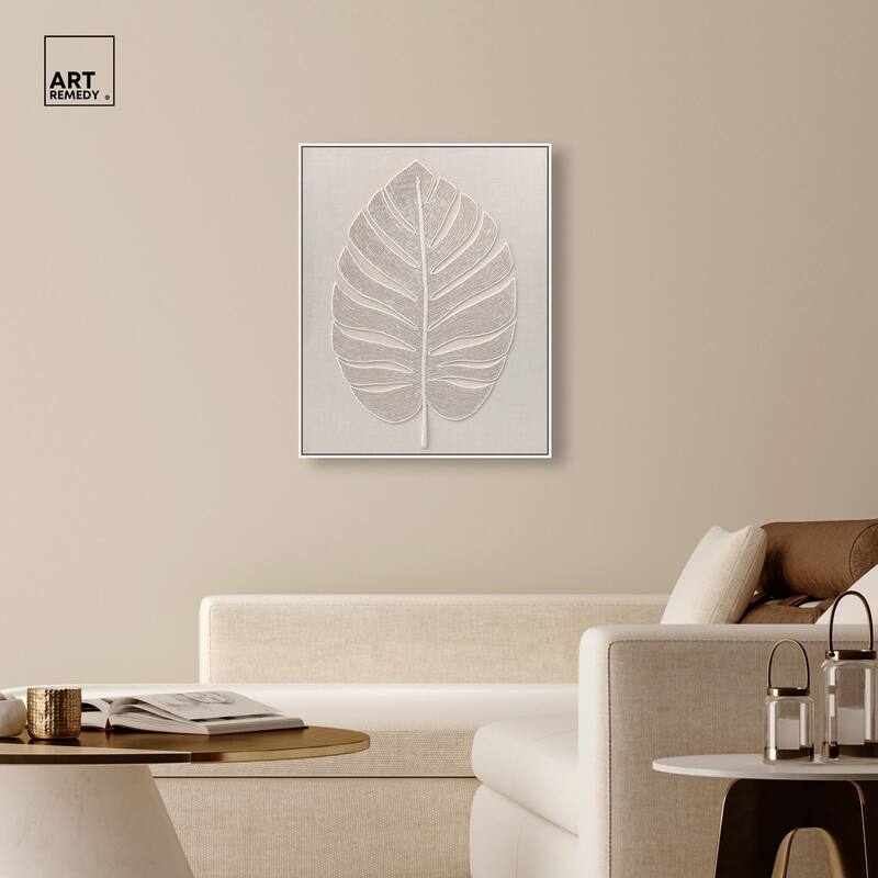 Linen Leaf I Canvas by Art Remedy