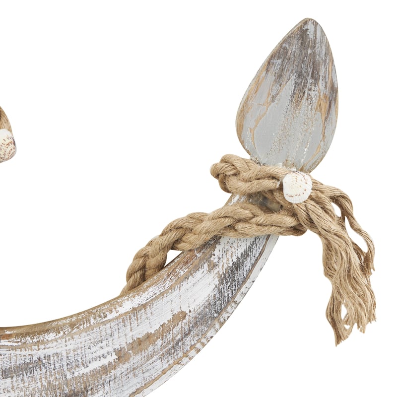 Wood Anchor Handmade Home Wall Decor with Rope and Shell Accents - Brown - Roche River Decor