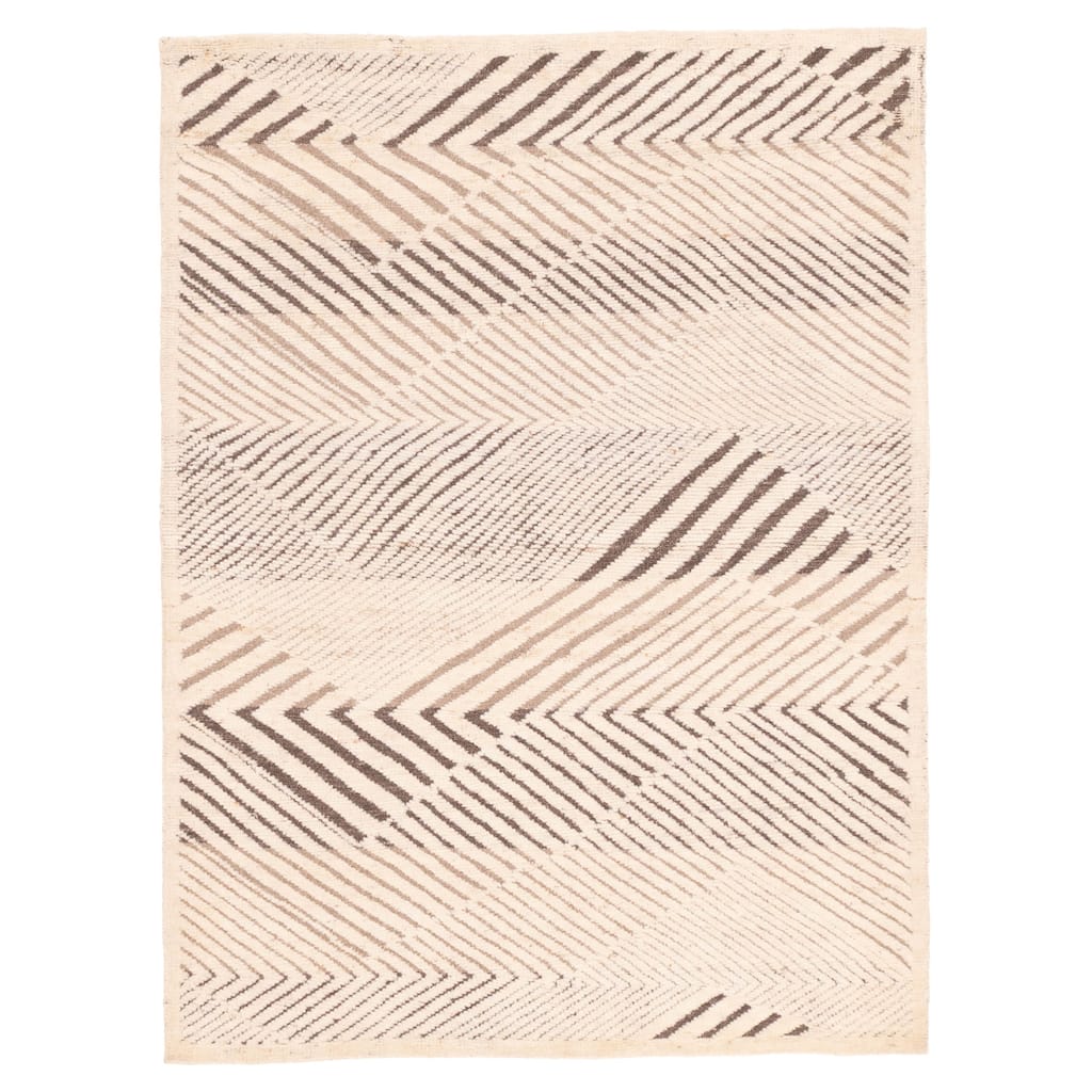 ECARPETGALLERY Hand-knotted Tangier Cream Wool Rug - 5'7 x 8'8