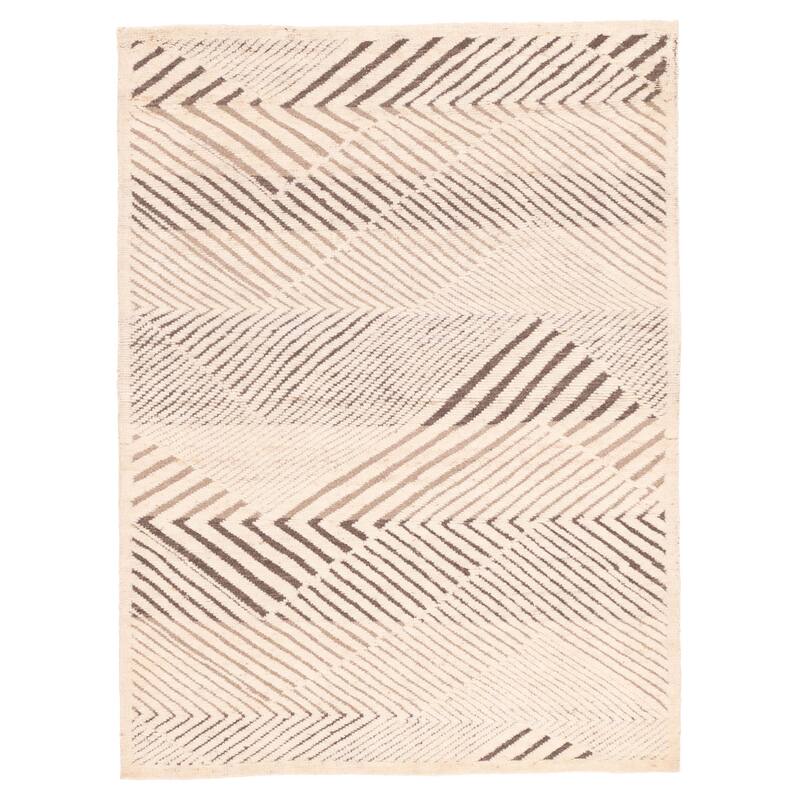 ECARPETGALLERY Hand-knotted Tangier Cream Wool Rug - 5'7 x 8'8