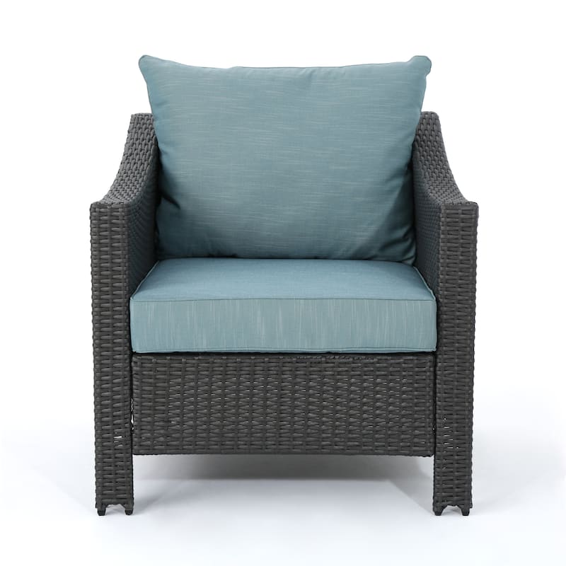 Antibes Outdoor 5-piece Wicker Club Chair Set with Square Firepit by Christopher Knight Home