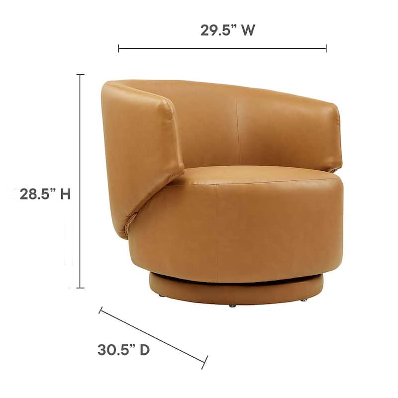 Zupnick Modern Tan Leather Upholstered Swivel Accent Chair