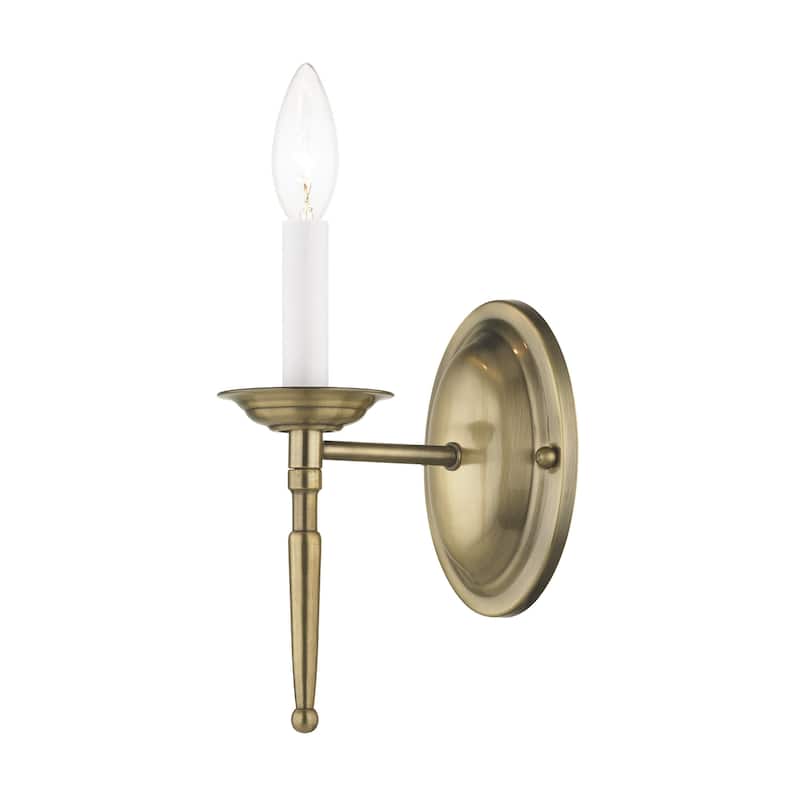 Livex Lighting 1 Light Antique Brass Wall Sconce, 5121-01 - 4.25" W X 9.25"H X 6" EXT