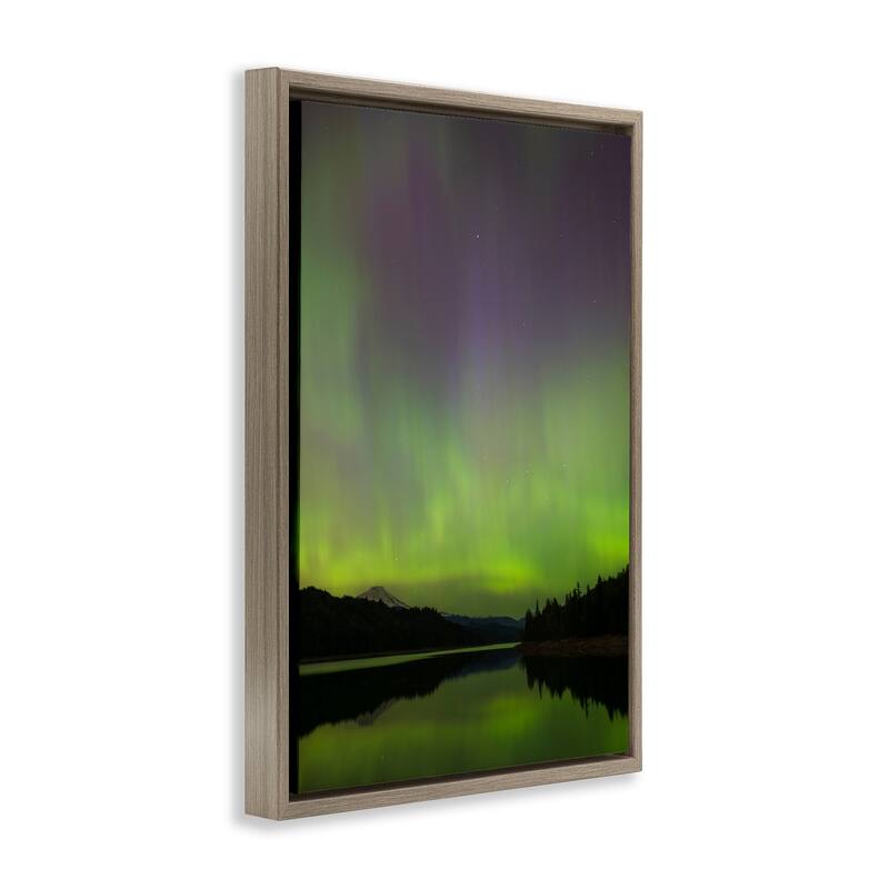 Stupell Green Aurora Landscape Framed Floater Canvas Wall Art Design By Nancy Crowell
