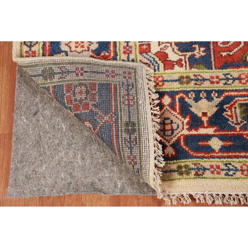 Hand Knotted Oriental 100% Wool Carpet Traditional Medallion Beige & Ivories Heriz (serapi) Area Rug - 9' 10'' X 7' 11''