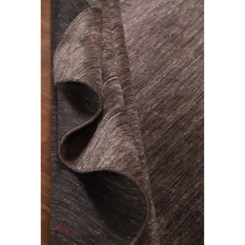 Hand Knotted Oriental 100% Wool Carpet Tribal Tribal Brown Gabbeh Area Rug - 9' 11'' X 7' 11''