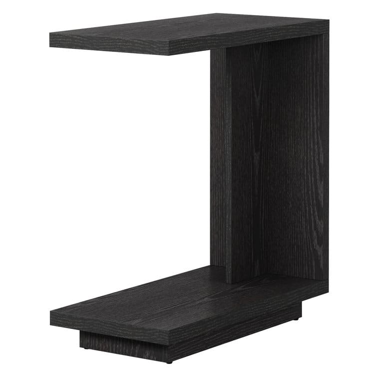 C-Shaped Side Table, 2-Tier Narrow End Table Wood Bedside Table
