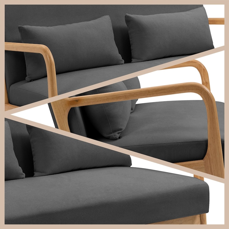 Linen Accent Chair Set of 1 Chairs Included with Solid Wood Armrest and Feet