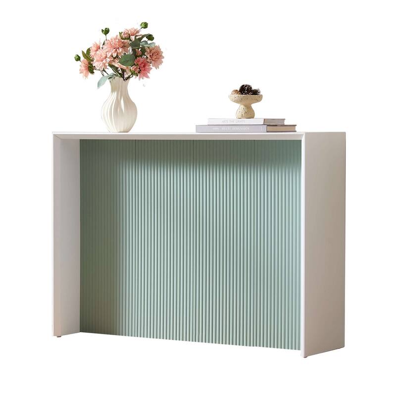 Lira Contemporary Wood Ripple Front Console Table