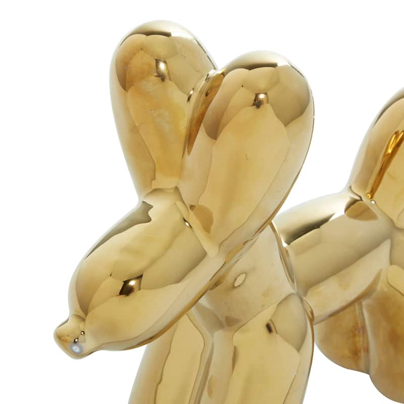 CosmoLiving by Cosmopolitan Gold Ceramic Balloon Dog Decorative Sculpture - 7 x 3 x 7