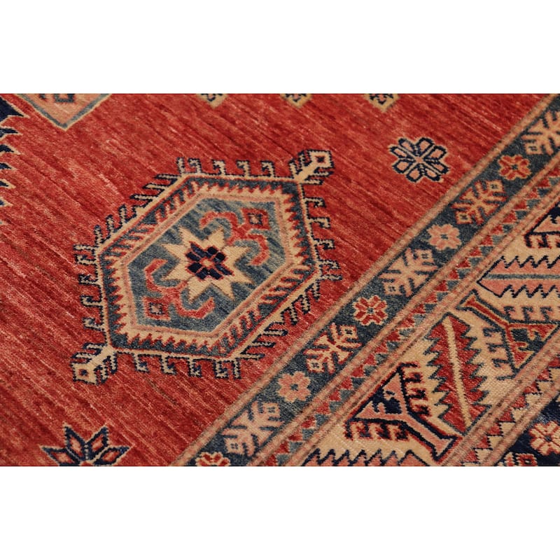 Rustic Super Kazak Cairo Rust/Beige Hand Knotted Wool Rug - 5'4'' x 7'7''