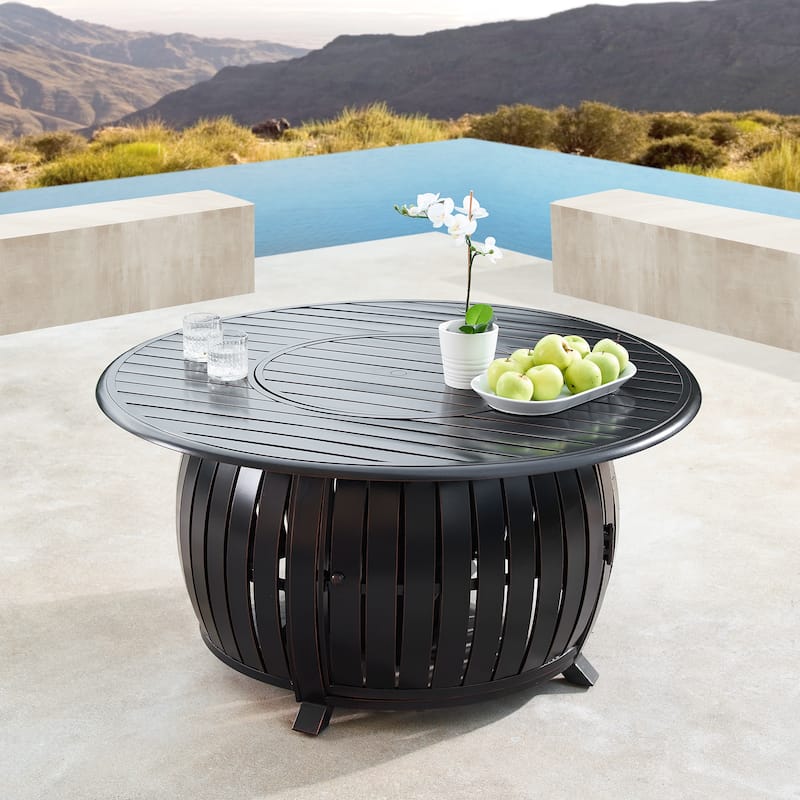 Aluminum 44in Fire Table Set with Four Swivel Rockers & Accessories