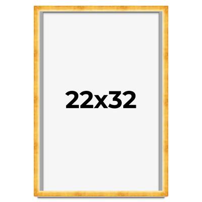 22x32 Shadow Box Frame Gold | 1.625 Inches Deep Real Wood Traditional