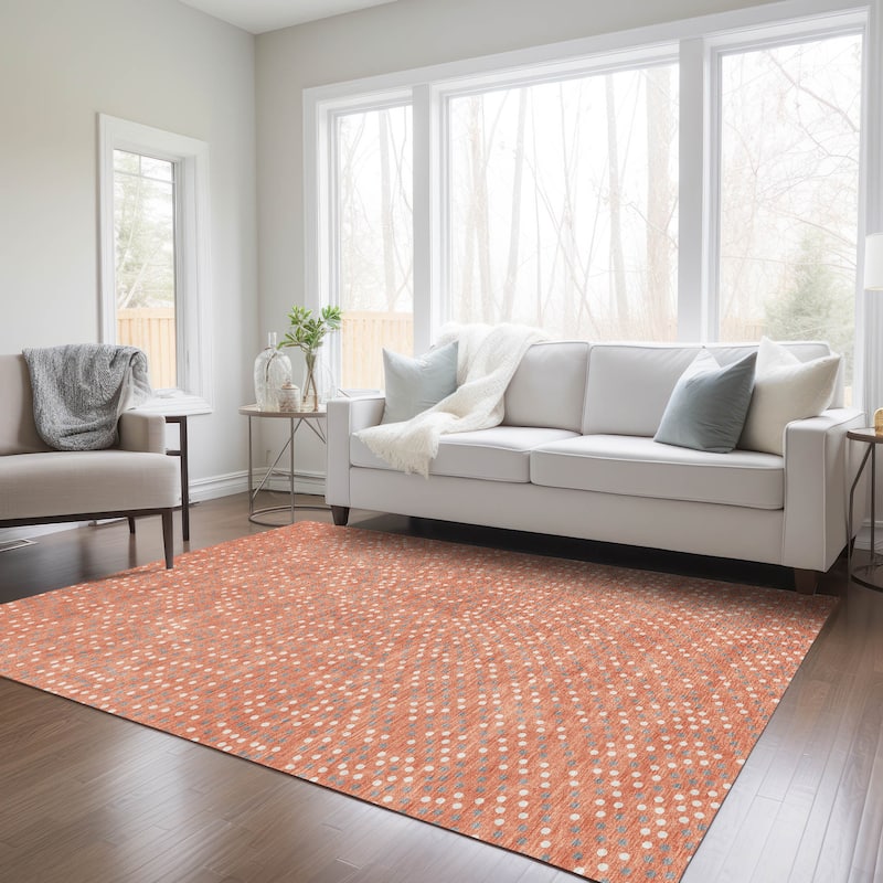 Machine Washable Indoor/ Outdoor Modern Dotty Chantille Rug