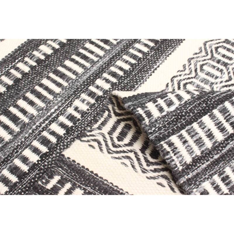 ECARPETGALLERY Flat-Weave Ankara FW Charcoal Wool Kilim - 5'2 x 7'7