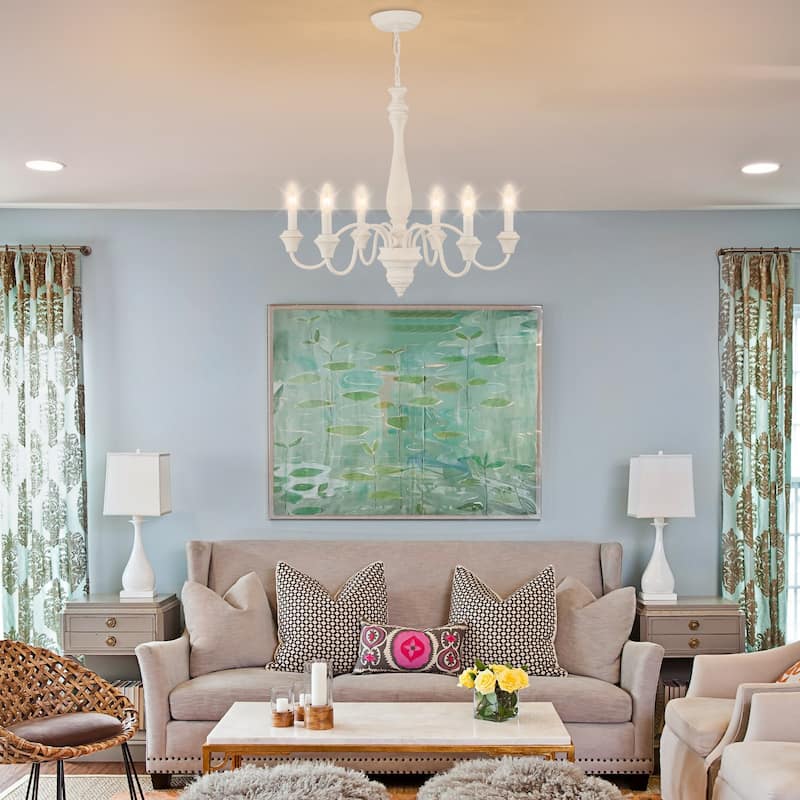 6-Light Farmhouse Branches Chandelier for Bedroom Study Dining Room