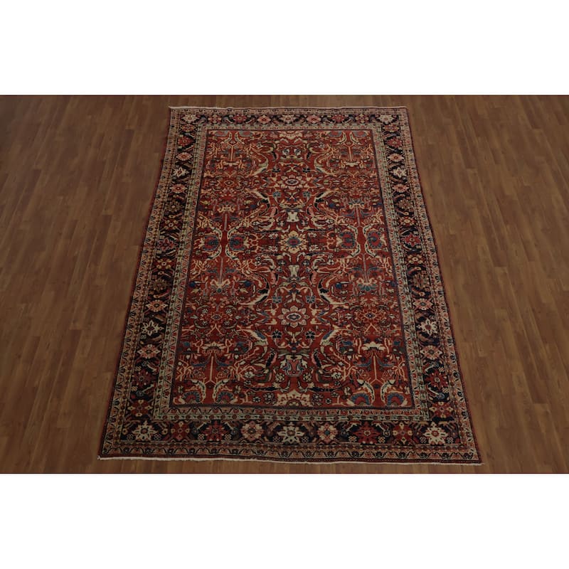 Hand Knotted Oriental 100% Wool Carpet Traditional Floral Oranges & Rust Mahal Area Rug - 10' 3'' X 6' 11''