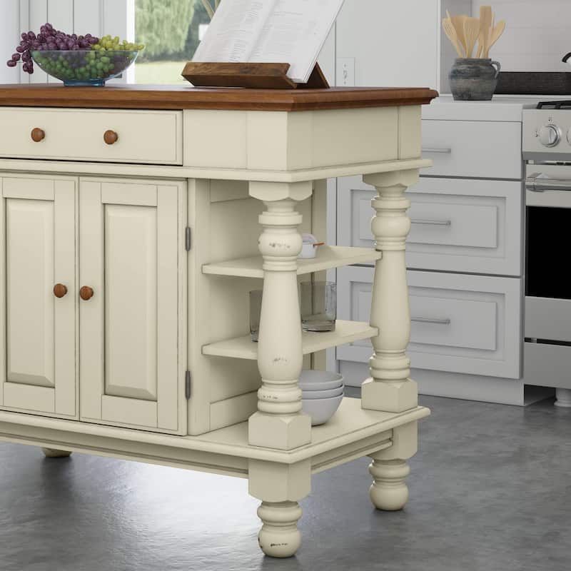 Americana Off-White Kitchen Island With Storage