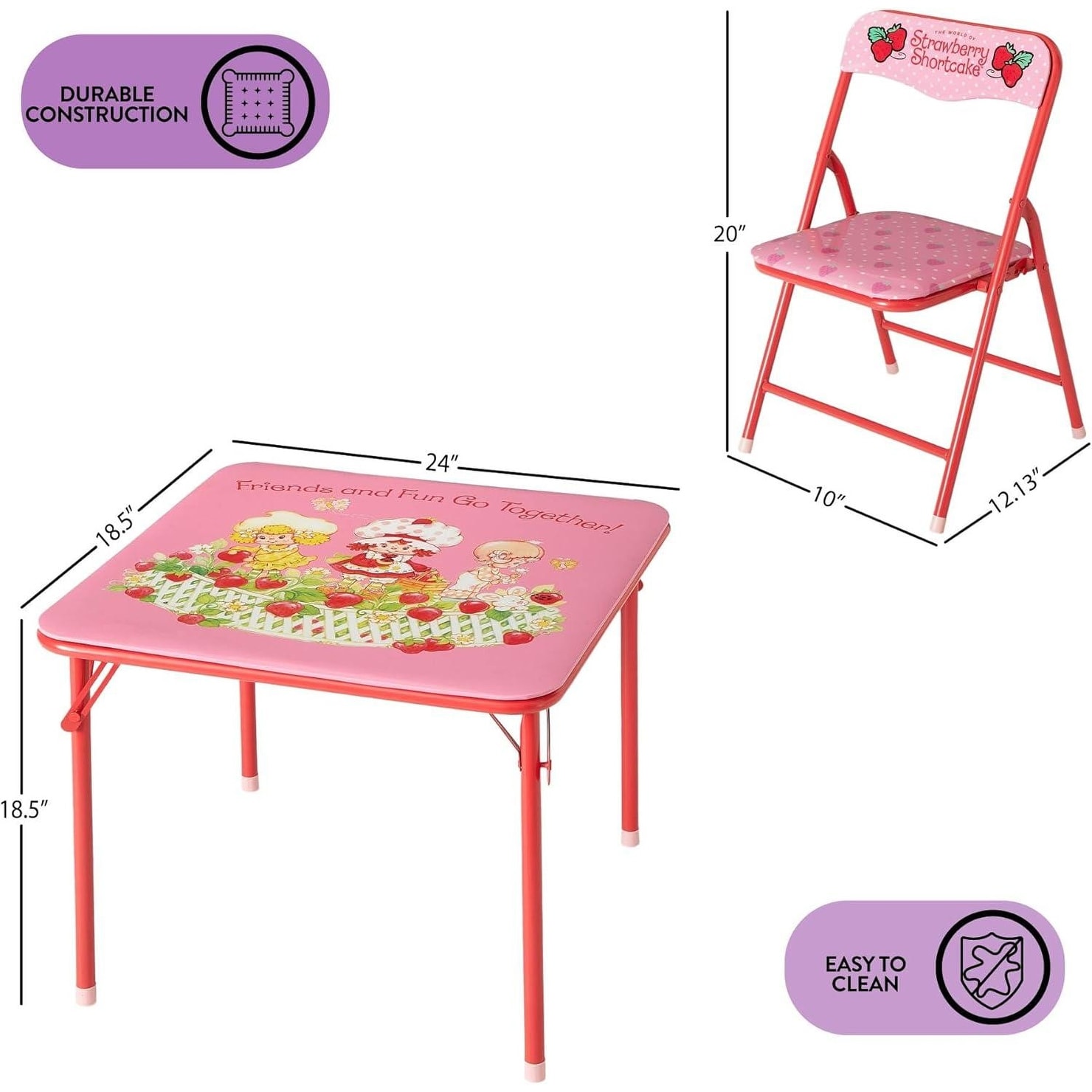 Strawberry Shortcake 3 Piece Kids Activity Table and Chair Set