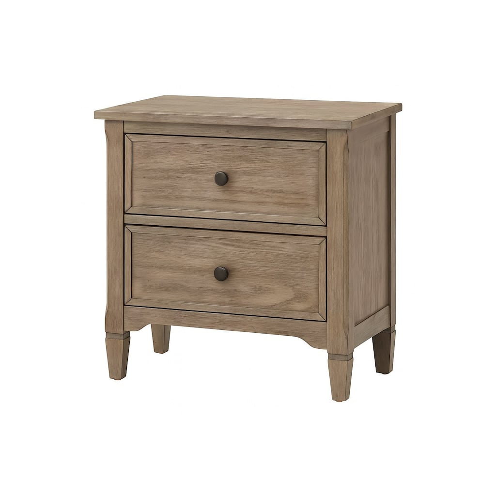 2-Drawer Nightstand with Round Bronze Pull Knobs