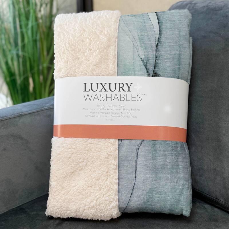 Premium Machine Washable Abstract Contemporary Sherpa Throw Blanket