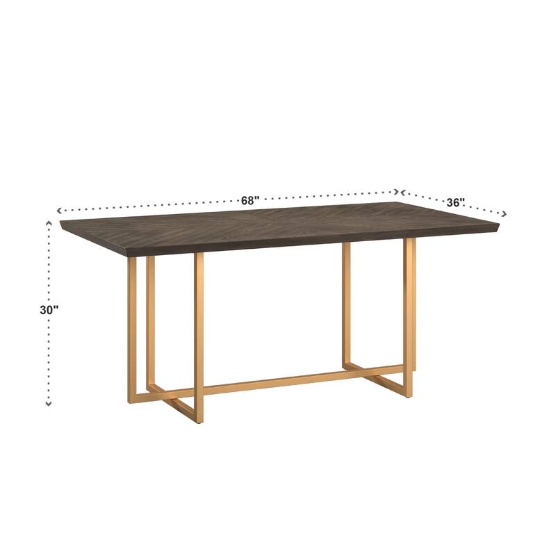 Denver Charcoal Brown and Gold 68" Rectangular Dining Table from iNSPIRE Q Modern
