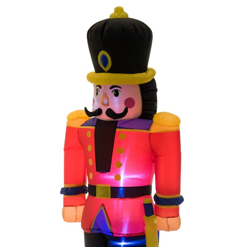 HOMCOM 6 ft. Christmas Inflatable Nutcracker Soldier, Outdoor Blow-Up Holiday Yard Decoration with LED Lights Display