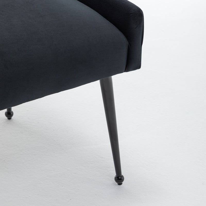 SEYNAR Modern Glam Velvet Black Metal Legs Dining Chair or Vanity Chair Set of 2 with Rear Handle