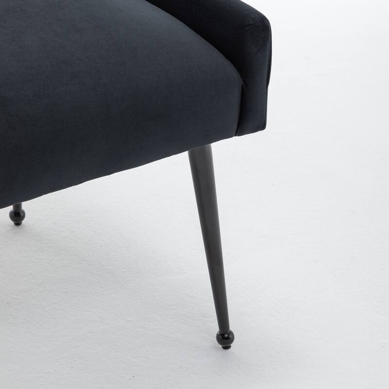 SEYNAR Modern Glam Velvet Black Metal Legs Dining Chair or Vanity Chair Set of 4 with Rear Handle