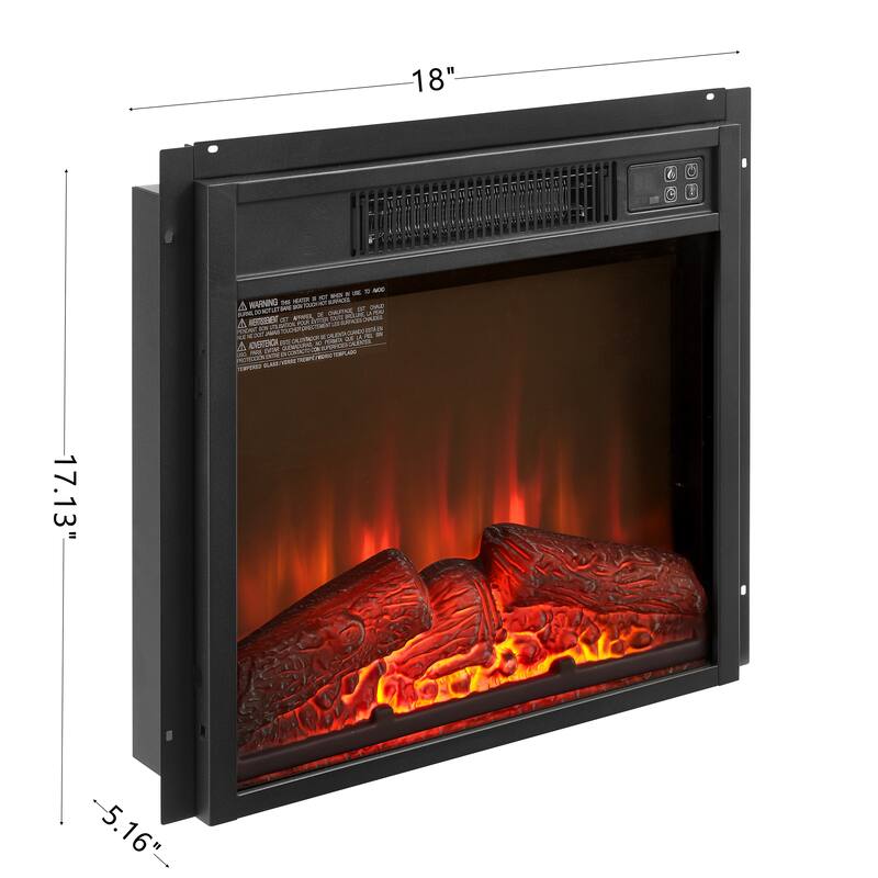 Electric Fireplace Insert 18" 1400W 120V ,Equipped with remote control, ultra thin heater with log set & realistic flame