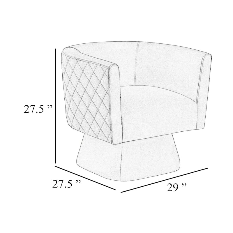 Cabe Swivel Accent Armchair, Diamond Stitch Back, Emerald Green Velvet