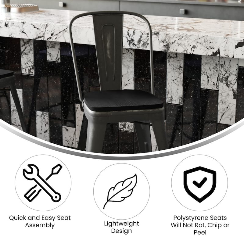 All-Weather Counter Height Stool with Poly Resin Seat