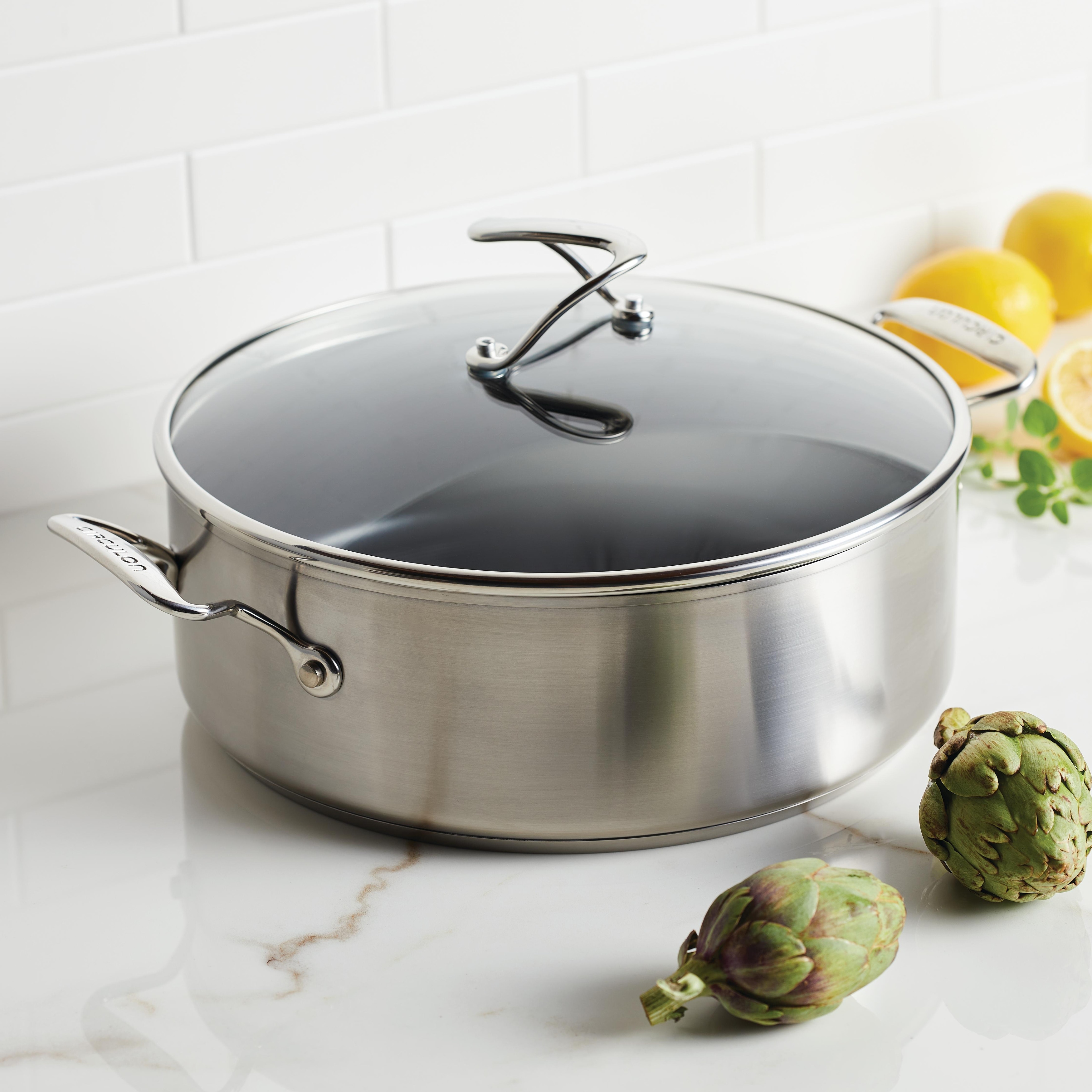 Circulon Stainless Steel Induction Stockpot with Lid and SteelShield Hybrid  Stainless and Nonstick Technology, 7.5-Quart, Silver - Bed Bath & Beyond -  33934226