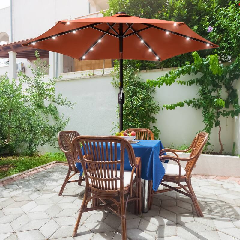 LIVOOSUN Patio 7.5 Feet Market Solar LED Light Umbrella - AmberOrange
