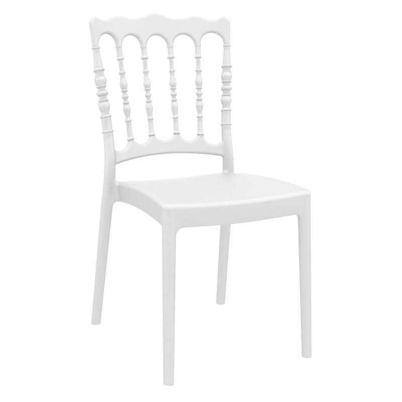 36" White Stackable Outdoor Patio Dining Chair