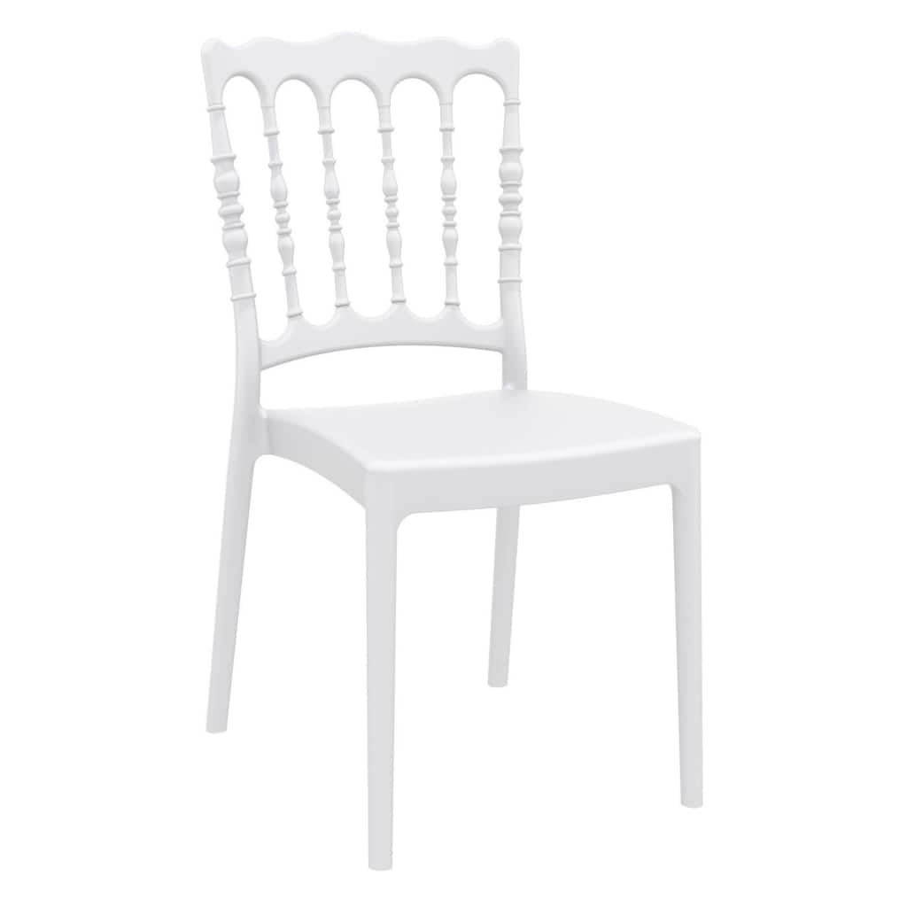 36" White Stackable Outdoor Patio Dining Chair