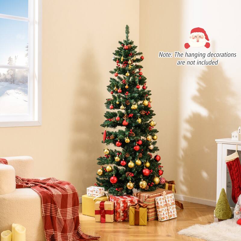 Gymax Pre-Lit Artificial Christmas Tree w/ 791 Branch Tips Warm White